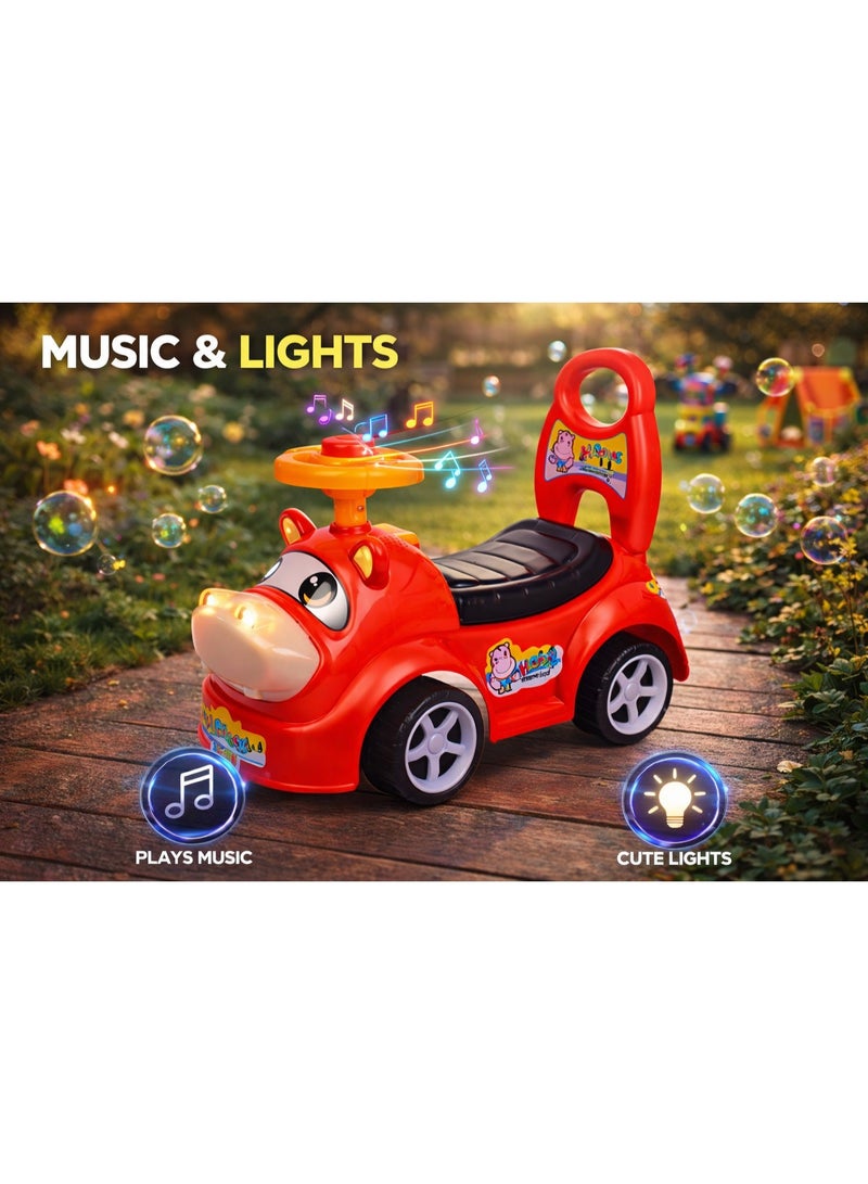 StarMarz  Premium Animal Ride-On Car – Foot-to-Floor Push Car with Cute Cartoon Design & Backrest – Toddlers (1–5 Years), Red - Image 3